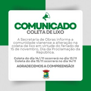 Alteração da coleta de lixo