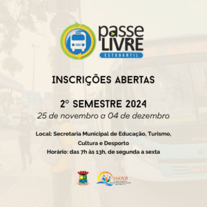 Programa Passe Livre Estudantil está com inscrições abertas